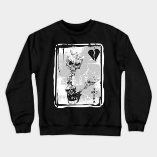 Skull, Digital Art, Love and Hate Crewneck Sweatshirt